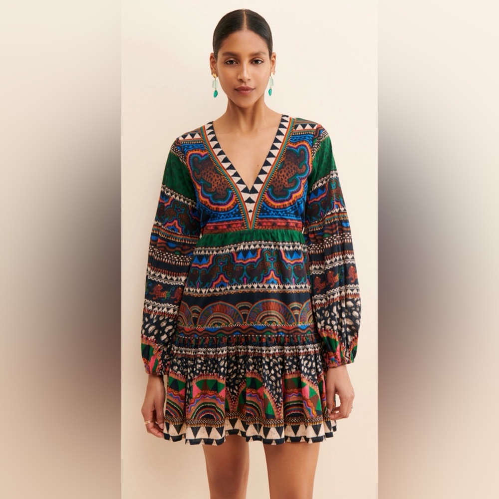 Farm Rio for Anthropologie Printed Mini Dress | XS | Pockets | Lined